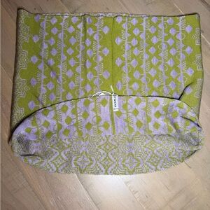 Hand Knit Cowl Reversible, Green & Lilac
